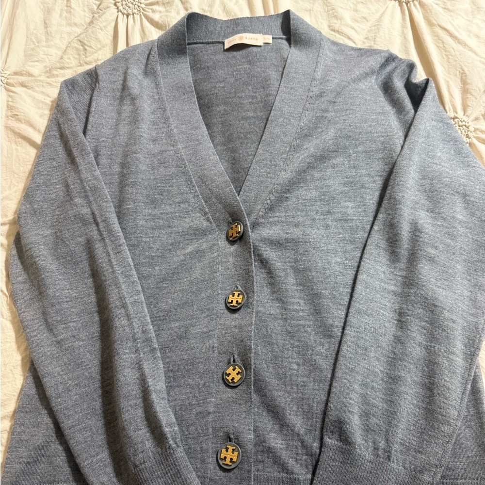 Tory Burch Gray V-Neck Cardigan never worn